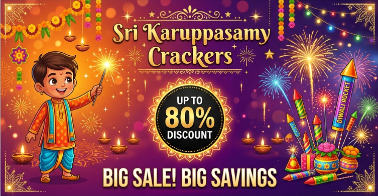Sri Karuppasamy Crackers - Diwali Sale 80% Off